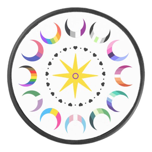 Queer Crescent Pride Manen Hockey Puck (Voorkant)