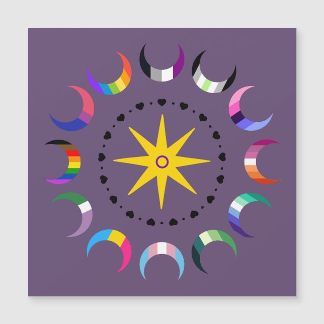 Queer Crescent Pride Manen Maan Magnet (Voorkant)