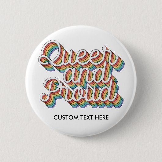 QUEER EN PROUD RAINBOW FLAG AESTHETICS '70 RONDE BUTTON 5,7 CM (Voorkant)