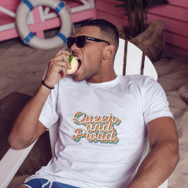 QUEER EN PROUD RAINBOW FLAG RETRO AESTHETICS '70 T-SHIRT