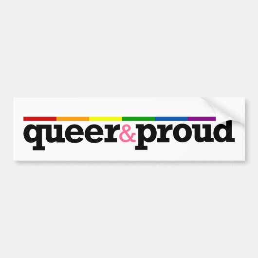 Queer en trotse witte Bumpersticker (Voorkant)