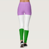 Queer Flag Paarse Wit Groen Gestreept LGBT Leggings (Achterkant)