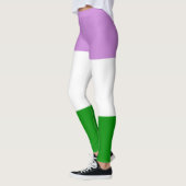 Queer Flag Paarse Wit Groen Gestreept LGBT Leggings (Links)