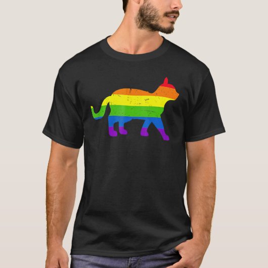 Queer Gay Pride Rainbow Flag Cat  Cat Owner LGBTQ T-shirt (Voorkant)