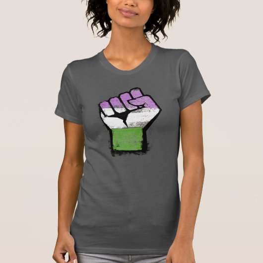 Queer / Genderqueer trots vuist T-shirt (Voorkant)