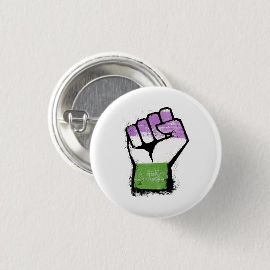 Queer / Genderqueer trotsvuist Ronde Button 3,2 Cm (Voorkant /achterkant)