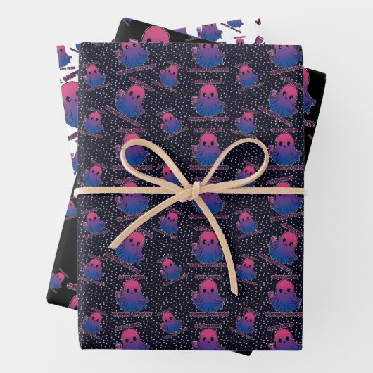 Queer Ghosts, Ghost in Biseksuele Vlag Kleuren Inpakpapier Vel (In situ)