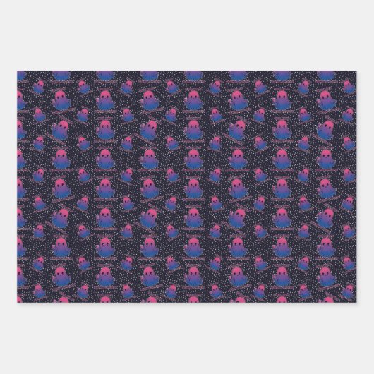 Queer Ghosts, Ghost in Biseksuele Vlag Kleuren Inpakpapier Vel (Voorkant)