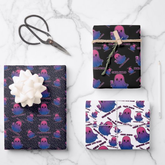 Queer Ghosts, Ghost in Biseksuele Vlag Kleuren Inpakpapier Vel (Voorkant)