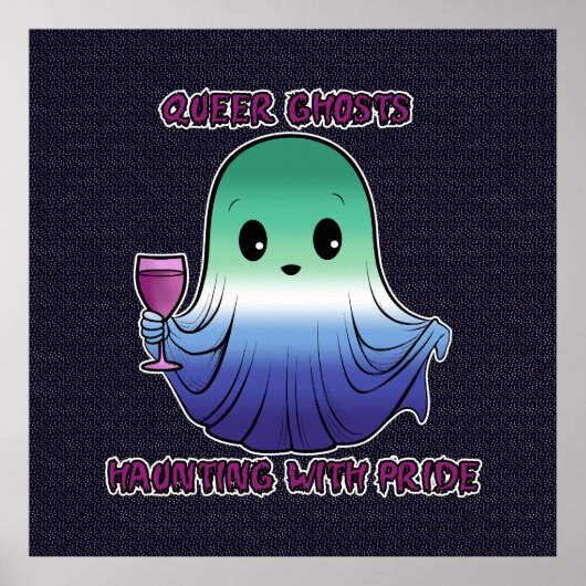 Queer Ghosts, Ghost in Gay Flag Kleuren Poster (Voorkant)