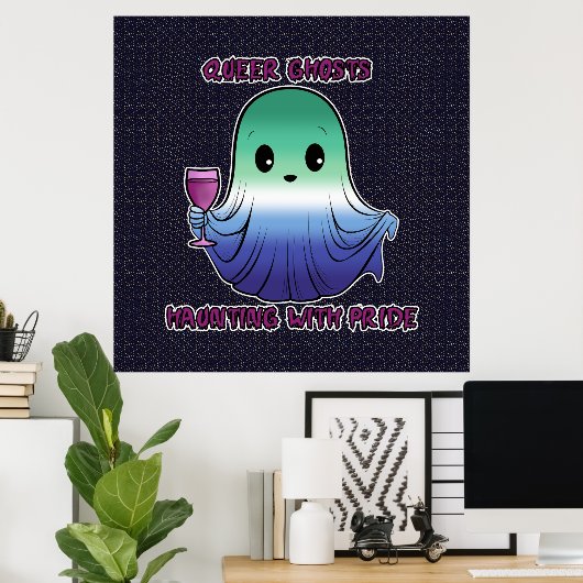 Queer Ghosts, Ghost in Gay Flag Kleuren Poster (Thuiskantoor)