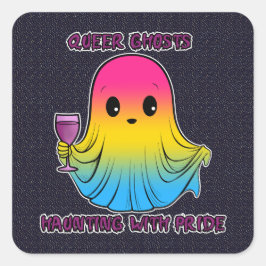 Queer Ghosts, Ghost in Pansexual Flag Kleuren Vierkante Sticker