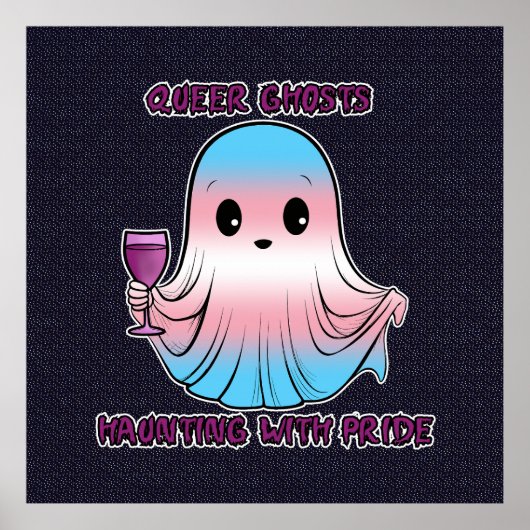 Queer Ghosts, Ghost in Transgender Vlag Kleuren Poster (Voorkant)