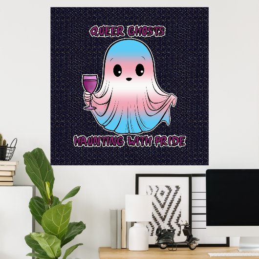 Queer Ghosts, Ghost in Transgender Vlag Kleuren Poster (Thuiskantoor)