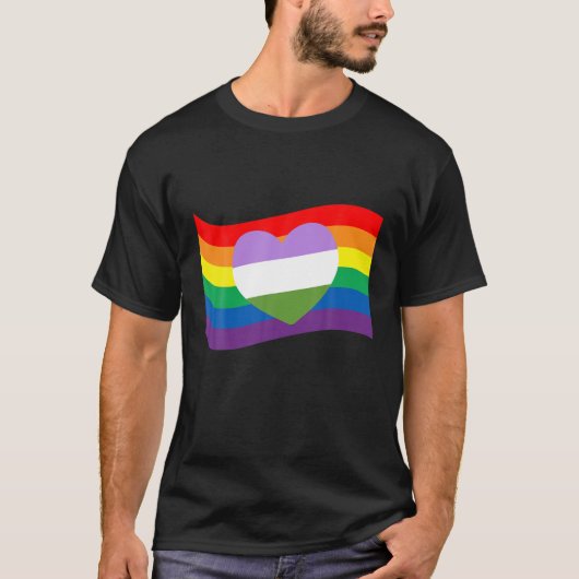 Queer hart LGBTQ-homorechten Pride-regenboog T-shirt (Voorkant)