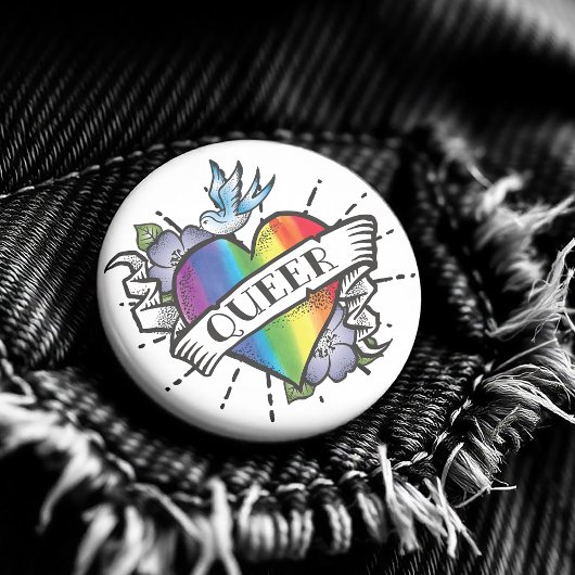 Queer Heart Tattoo Ronde Button 5,7 Cm