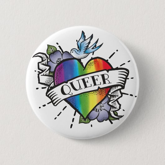 Queer Heart Tattoo Ronde Button 5,7 Cm (Voorkant)