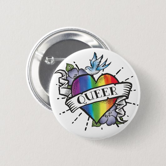 Queer Heart Tattoo Ronde Button 5,7 Cm (Voorkant /achterkant)