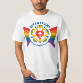 "Queer I Stand" t-shirt (op lichtstof) (Voorkant)