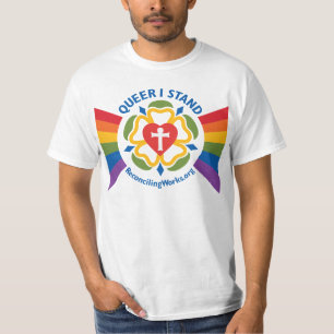 "Queer I Stand" t-shirt (op lichtstof)
