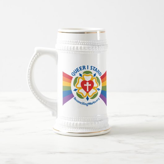 "Queer ik sta" stein Bierpul (Links)