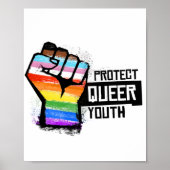 Queer jeugd beschermen - Progress Pride Fist Poster (Voorkant)