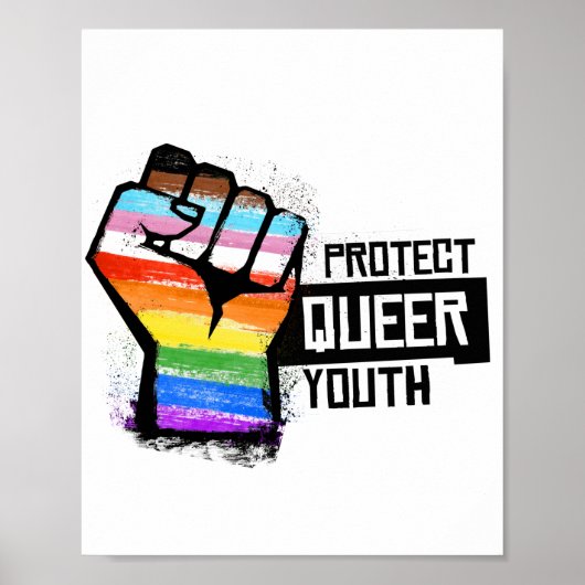 Queer jeugd beschermen - Progress Pride Fist Poster (Voorkant)