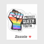 Queer jeugd beschermen - Progress Pride Fist Sticker (Vel)