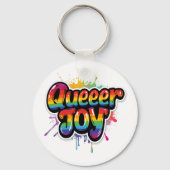 Queer Joy Rainbow Pride Typography – LGBTQ+ Quotes Sleutelhanger (Voorkant)