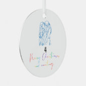 Queer Lesbisch Paar Kerst Ornament (Blauw) (Voorkant Rechts)