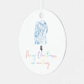 Queer Lesbisch Paar Kerst Ornament (Blauw) (Voorkant links)