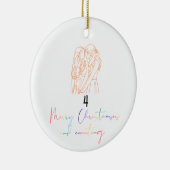 Queer Lesbisch Paar Kerst Ornament (Sinaasappel) (Rechts)