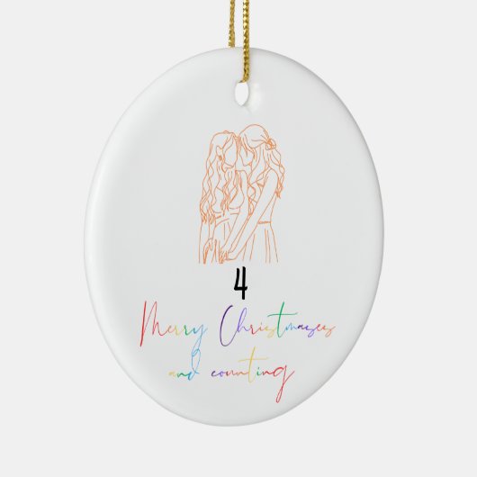 Queer Lesbisch Paar Kerst Ornament (Sinaasappel) (Rechts)