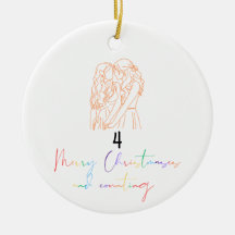 Queer Lesbisch Paar Kerst Ornament (Sinaasappel)