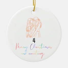 Queer Lesbisch Paar Kerst Ornament (Sinaasappel)