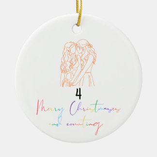 Queer Lesbisch Paar Kerst Ornament (Sinaasappel)