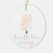 Queer Lesbisch Paar Kerst Ornament (Sinaasappel) (Links)