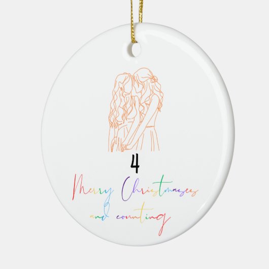 Queer Lesbisch Paar Kerst Ornament (Sinaasappel) (Links)