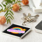 Queer. LGBT+Pride-kaart Sleutelhanger (Zijkant)