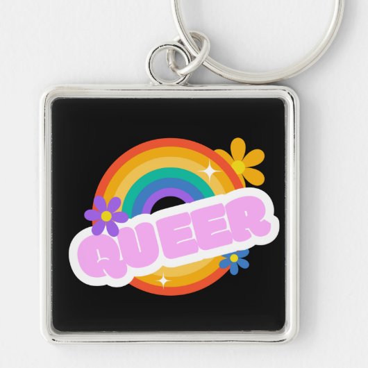 Queer. LGBT+Pride-kaart Sleutelhanger (Voorkant)