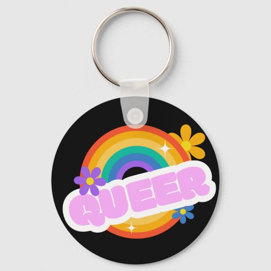 Queer. LGBT+Pride-kaart Sleutelhanger (Voorkant)