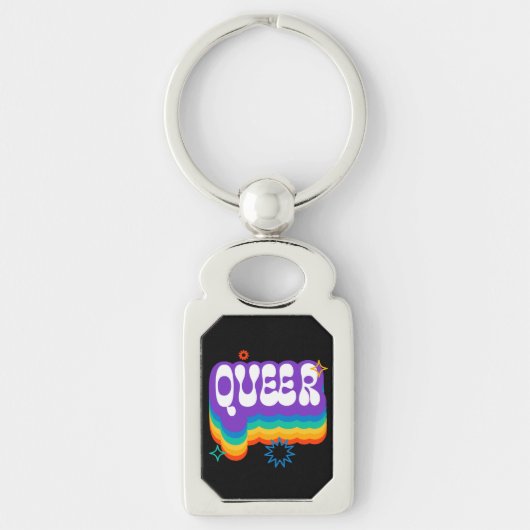 Queer. LGBT+Pride. Regenboog. Sleutelhanger (Voorkant)