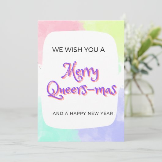 Queer LGBTQ+ kerstkaart Bedankkaart (Staand voorkant)