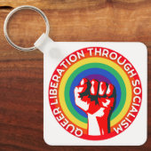QUEER Liberation Through Socialism! LGBTQ+-rechten Sleutelhanger (Voorkant)
