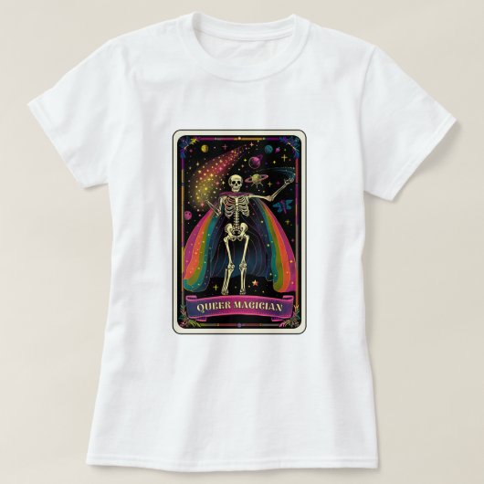 Queer Magician Skeleton Tarot T-shirt (Design voorkant)