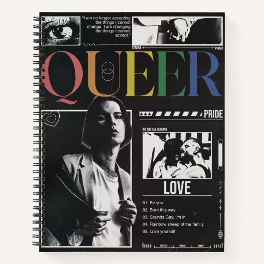 Queer Pride LGBTQ+ Modern Brutalistisch Notitieboek (Voorkant)