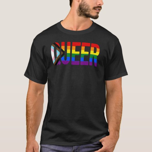 Queer Rainbow Progressieve Pride T-shirt (Voorkant)