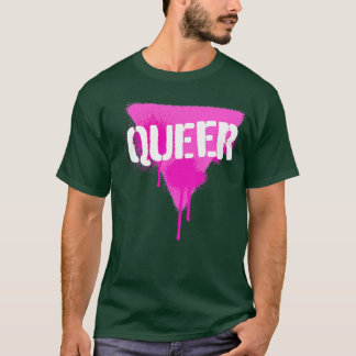 Queer roze driehoek in Punk spuitverf stencil T-shirt