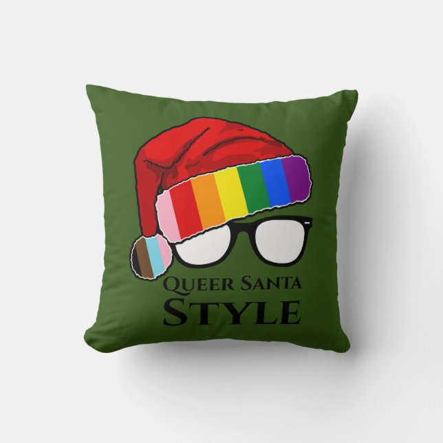 Queer Santa Style Pet en zonnebril Sierkussen (Voorkant)