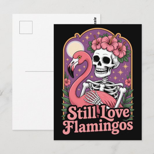 Queer Skeleton Flamingo Halloween Queen Briefkaart (Voorkant / Achterkant)